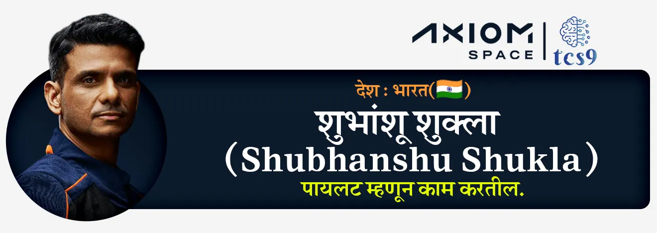 2. शुभांशू शुक्ला Shubhanshu Shukla :  (देश - भारत)  : पायलट म्हणून काम करतील.