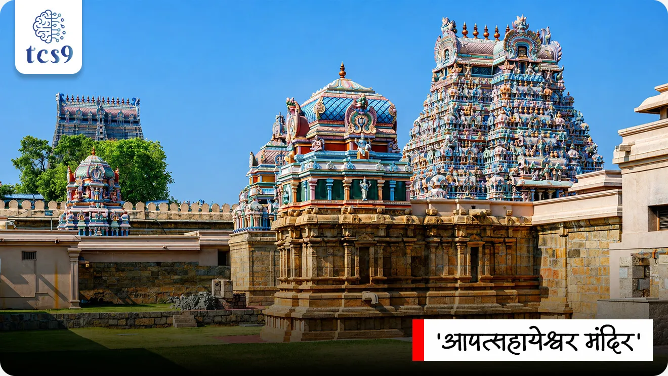 12 व्या शतकातील 'आपत्सहायेश्वर मंदिर' संवर्धन आणि युनेस्को सन्मान
Abathsahayeswarar Temple
📚 Subject : GS - इतिहास - प्राचीन भारतीय इतिहास - मंदिर स्थापत्यकला
सरळसेवा, तलाठी, वनरक्षक, पोलीस भरती, अग्निवीर , रेल्वे भरती, SSC GD, MPSC, UPSC परीक्षेसाठी विचारलेले / संभाव्य महत्त्वपूर्ण प्रश्न
प्रश्न) उत्कृष्ट संवर्धनासाठी युनेस्को (UNESCO) पुरस्काराने सन्मानित करण्यात आलेले 12 व्या शतकातील चोळकालीन 'आपत्सहायेश्वर मंदिर' (Abathsahayeswarar Temple) खालीलपैकी कोणत्या राज्यात स्थित आहे ?
1. तामिळनाडू
2. आंध्र प्रदेश
3. कर्नाटक
4. केरळ
उत्तर : तामिळनाडू
📰 बातमी काय ?
• तामिळनाडूच्या तंजावर जिल्ह्यातील कुंभकोणमजवळ असलेल्या थुक्काच्ची (Thukkachi) येथील 12 व्या शतकातील ऐतिहासिक 'आपत्सहायेश्वर मंदिरा'चे अनेक दशकांच्या दुर्लक्षानंतर यशस्वीरीत्या पुनरुज्जीवन करण्यात आले आहे.
• या प्राचीन मंदिराचे मूळ ऐतिहासिक स्वरूप अबाधित ठेवत आधुनिक तंत्रज्ञानाच्या साहाय्याने केलेल्या अद्वितीय संवर्धनासाठी या प्रकल्पाला 'युनेस्को आशिया-पॅसिफिक डिस्टिंक्शन पुरस्कार' (UNESCO Asia Pacific Award of Distinction) प्रदान करण्यात आला आहे.
🧐 आपत्सहायेश्वर मंदिर : इतिहास व स्थापत्यशैली
• भौगोलिक स्थान - हे मंदिर तामिळनाडू राज्यातील तंजावर जिल्ह्यातील थुक्काच्ची (कुंभकोणम परिसर) येथे स्थित आहे.
• चोळकालीन ऐतिहासिक वारसा - हे मंदिर उत्तर चोळ (Later Chola) साम्राज्यातील एक अत्यंत महत्त्वाचे स्मारक असून ते प्रामुख्याने पहिला कुलोत्तुंग (Kulottunga I) आणि विक्रम चोळ (Vikrama Chola) यांच्या कार्यकाळाशी संबंधित आहे.
• 'करा कोविल' (Kara Kovil) स्थापत्यशैली - मंदिराची संपूर्ण रचना 'करा कोविल' प्रकारातील आहे, म्हणजेच हे मंदिर एका भव्य रथाच्या (Chariot) आकारात कोरण्यात आले आहे.
• भगवान शरभेश्वर मूर्ती (Lord Sarabeshwarar) - या मंदिरात भगवान शरभेश्वराची (शिव अवताराची) मूर्ती स्थापित असून, ती या देवतेच्या जगातील सर्वात जुन्या प्राचीन शिल्पांपैकी एक मानली जाते.
🎯 वैज्ञानिक संवर्धन : पारंपरिक शास्त्र व आधुनिक तंत्रज्ञानाचा मेळ -
• संवर्धन करताना स्थापत्य वेद, आगम शास्त्र आणि पारंपरिक चुन्याचा गारा (Lime Mortar) या पारंपरिक ज्ञानशाखांचा वापर करण्यात आला.
• त्याचबरोबर ड्रोन सर्वेक्षण, डिजिटल मॅपिंग, फोटोग्रामेट्री (Photogrammetry) आणि स्ट्रक्चरल इंजिनिअरिंग या आधुनिक संगणकीय तंत्रज्ञानाची मदत घेण्यात आली.
• ऐतिहासिक सत्यता (Authenticity) कायम ठेवण्यासाठी मंदिराचा प्रत्येक ग्रॅनाइट पाषाण (Granite Block) क्रमांकित (Numbered) करून सुटा करण्यात आला आणि दुरुस्तीनंतर मूळ जागेवर पूर्ववत अचूक बसवण्यात आला.
🔑 परीक्षेच्या दृष्टीने IMP रिव्हिजन पॉईंट्स : Abathsahayeswarar Temple
• मंदिराचे नाव → आपत्सहायेश्वर मंदिर
• स्थान → थुक्काच्ची (तंजावर जिल्हा, तामिळनाडू)
• काळ व राजवंश → 12 वे शतक (उत्तर चोळ घराणे - कुलोत्तुंग I आणि विक्रम चोळ)
• स्थापत्य प्रकार → करा कोविल (Kara Kovil - रथाच्या आकारातील मंदिर)
• मिळालेला पुरस्कार → युनेस्को आशिया पॅसिफिक डिस्टिंक्शन पुरस्कार
• संवर्धन पद्धती → स्थापत्य वेद + आगम शास्त्र + ड्रोन डिजिटल मॅपिंग
UNESCO Asia Pacific Award of Distinction, Abathsahayeswarar Temple, Art and Culture Chola Architecture, Lord Sarabeshwarar, History Art and culture notes, south Indian temples, prachin bhartacha itihas, Ancient history notes,
प्रश्न) उत्कृष्ट संवर्धनासाठी युनेस्को (UNESCO) पुरस्काराने सन्मानित करण्यात आलेले १२ व्या शतकातील चोळकालीन 'आपत्सहायेश्वर मंदिर' (Abathsahayeswarar Temple) खालीलपैकी कोणत्या राज्यात स्थित आहे?
1. तामिळनाडू
2. आंध्र प्रदेश
3. कर्नाटक
4. केरळ
उत्तर : तामिळनाडू
• आपत्सहायेश्वर मंदिर : तामिळनाडूच्या तंजावर जिल्ह्यातील थुक्काच्ची (कुंभकोणम) येथे स्थित 12 व्या शतकातील चोळकालीन मंदिर आहे.
• वैशिष्ट्य : हे मंदिर रथाच्या आकारात ('करा कोविल' शैली) बांधण्यात आले असून त्याच्या आधुनिक व पारंपरिक संवर्धनासाठी या मंदिराला 'युनेस्को आशिया-पॅसिफिक डिस्टिंक्शन पुरस्कार' मिळाला आहे.