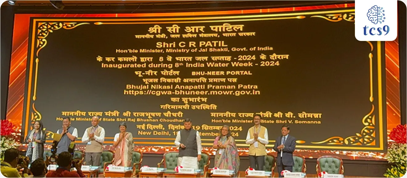 [ 8 vya bhartiya jal saptaha 2024 sohalyaat jalshakti mantralyane bhuneer portal launch kele, shri c. r. patil jalshakti mantralay che mantri yanchya haste bhuneer portal launch kele gele ]