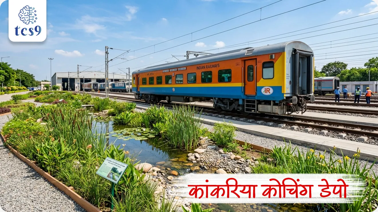 भारतातील पहिला ‘जल-तटस्थ’  रेल्वे डेपो
India’s First Water-Neutral Railway Depot

📚 Subject : GS - पर्यावरण
 
सरळसेवा, तलाठी, वनरक्षक, पोलीस भरती, अग्निवीर , रेल्वे भरती, SSC GD, MPSC, UPSC परीक्षेसाठी विचारलेले / संभाव्य महत्त्वपूर्ण  प्रश्न


प्रश्न) नियमित रेल्वे डबे धुणे आणि देखभाली दरम्यान निर्माण होणाऱ्या सांडपाण्यावर प्रक्रिया करून जल तटस्थता प्राप्त करणारा, भारतातील पहिला ‘जल-तटस्थ’ (Water-Neutral) रेल्वे डेपो कोणता ठरला आहे ?
1. वाडीबंदर कोचिंग डेपो, मुंबई
2. कांकरिया कोचिंग डेपो, अहमदाबाद
3. निझामुद्दीन कोचिंग डेपो, दिल्ली
4. पेरांबूर कोचिंग डेपो, चेन्नई

उत्तर : कांकरिया कोचिंग डेपो, अहमदाबाद

📰 बातमी काय ?
• गुजरातमधील अहमदाबाद येथे असलेले कांकरिया कोचिंग डेपो (Kankaria Coaching Depot) हे भारतातील पहिले ‘जल-तटस्थ’ (Water-Neutral) रेल्वे डेपो ठरले आहे.
• हा उपक्रम भारतीय रेल्वेच्या शाश्वत विकास (Sustainable Infrastructure) आणि जलसंवर्धन धोरणाच्या दृष्टीने महत्त्वाचा मानला जात आहे.
🤔 जल-तटस्थ (Water-Neutral) प्रणाली म्हणजे काय ?
• एखादी संस्था किंवा प्रकल्प जितके पाणी वापरतो, तितकेच पाणी पुनर्प्रक्रिया, पुनर्वापर किंवा संवर्धनाद्वारे परत उपलब्ध करून देतो, अशा व्यवस्थेला जल-तटस्थ प्रणाली म्हणतात.

🚆 कांकरिया डेपो ‘जल-तटस्थ रेल्वे डेपो’ कसा ठरला ?
• कांकरिया डेपोमध्ये रेल्वे साफसफाईसाठी वापरलेले पाणी वाया न घालवता पुन्हा प्रक्रिया केले जाते.
• प्रक्रिया केलेले पाणी पुन्हा साफसफाईसाठी आणि देखभालीसाठी वापरले जाते.
• त्यामुळे ताज्या (Freshwater) पाण्यावरील अवलंबित्व मोठ्या प्रमाणात कमी झाले आहे
• यामुळे, डेपोची दैनंदिन पाण्याची गरज ही बाहेरील ताजे पाणी न घेता पुनर्चक्रित पाण्याद्वारेच पूर्ण केली जाते, यालाच ‘जल-तटस्थ रेल्वे डेपो’ म्हणतात.

🌿 फायटोरेमेडिएशन (Phytoremediation) म्हणजे काय ?
• हे एक पर्यावरणपूरक जलशुद्धीकरण तंत्रज्ञान आहे.
• कांकरिया डेपोमध्ये सांडपाणी शुद्ध करण्यासाठी फायटोरेमेडिएशन तंत्रज्ञान वापरण्यात आले आहे.
👉 या प्रक्रियेत - 
• विशेष प्रकारच्या वनस्पती पाण्यातील प्रदूषक आणि हानिकारक घटक शोषून घेतात.
• नैसर्गिक पद्धतीने पाणी शुद्ध केले जाते.
• रासायनिक प्रक्रिया कमी वापरली जाते, त्यामुळे पर्यावरणावर कमी परिणाम होतो.

💧 पाणी शुद्धीकरणाची बहु-स्तरीय प्रक्रिया : 
• कांकरिया डेपोमध्ये सांडपाणी खालील टप्प्यांतून प्रक्रिया केले जाते :
1) वेटलँड ट्रिटमेंट (Wetland Treatment) - वनस्पती आणि नैसर्गिक गाळ प्रणालीद्वारे पाण्याचे प्राथमिक शुद्धीकरण केले जाते.
2) कार्बन फिल्टरेशन (Carbon Filtration) - कार्बन फिल्टरद्वारे दुर्गंधी आणि सेंद्रिय घटक कमी केले जातात.
3) सँड फिल्टरेशन (Sand Filtration) - यात सूक्ष्म अशुद्धता व घनकण काढून टाकले जातात.
4) अल्ट्राव्हायोलेट निर्जंतुकीकरण (UV Disinfection) - अतिनील किरणांद्वारे (Ultraviolet Rays) जीवाणू आणि सूक्ष्मजीव नष्ट केले जातात.

या प्रकल्पाचे महत्त्व काय ?
💧मोठ्या प्रमाणात जलसंवर्धन - 
• दररोज सुमारे 1.60 लाख लिटर पाण्याची बचत
• वर्षभरात सुमारे 5.84 कोटी लिटर पाण्याची बचत
🚱 ताज्या पाण्यावरील दबाव कमी - 
• शहरी भागात वाढत्या जलटंचाईच्या पार्श्वभूमीवर हा प्रकल्प महत्त्वाचा ठरतो.

🌳 भारतीय रेल्वेचा हरित उपक्रम - 
• हा उपक्रम भारतीय रेल्वेच्या हरित पायाभूत सुविधा (Green Infrastructure), पर्यावरणीय शाश्वतता, हवामान बदल अनुकूलन (Climate Adaptation) यांना चालना देतो.

🚉 इतर डेपोंसाठी आदर्श मॉडेल - 
• भविष्यात इतर रेल्वे डेपोमध्येही अशी प्रणाली विकसित करण्यासाठी हा प्रकल्प मार्गदर्शक ठरू शकतो.

भारतात जलसंवर्धनाची गरज का वाढत आहे ?
• शहरीकरण आणि वाढती मागणी - लोकसंख्या वाढ आणि शहरीकरणामुळे पाण्याचा वापर वेगाने वाढत आहे.
• हवामान बदलाचा परिणाम - अनियमित पाऊस, दुष्काळ आणि भूजल पातळी घटणे यामुळे जलव्यवस्थापन महत्त्वाचे बनले आहे.
• पुनर्वापरित पाण्याचे महत्त्व - औद्योगिक आणि पायाभूत क्षेत्रांमध्ये पुनर्प्रक्रिया केलेले पाणी वापरणे ही भविष्यातील गरज मानली जाते.


🔑 परीक्षेच्या दृष्टीने IMP रिव्हिजन पॉईंट्स : 
• भारतातील पहिले जल-तटस्थ रेल्वे डेपो → कांकरिया कोचिंग डेपो
• ठिकाण → अहमदाबाद (गुजरात)
• मुख्य तंत्रज्ञान → फायटोरेमेडिएशन (Phytoremediation)
• जलशुद्धीकरण प्रक्रिया → Wetland + Carbon Filter + Sand Filter + UV Disinfection
• दररोज पाणी बचत → 1.60 लाख लिटर
• वार्षिक पाणी बचत → 5.84 कोटी लिटर