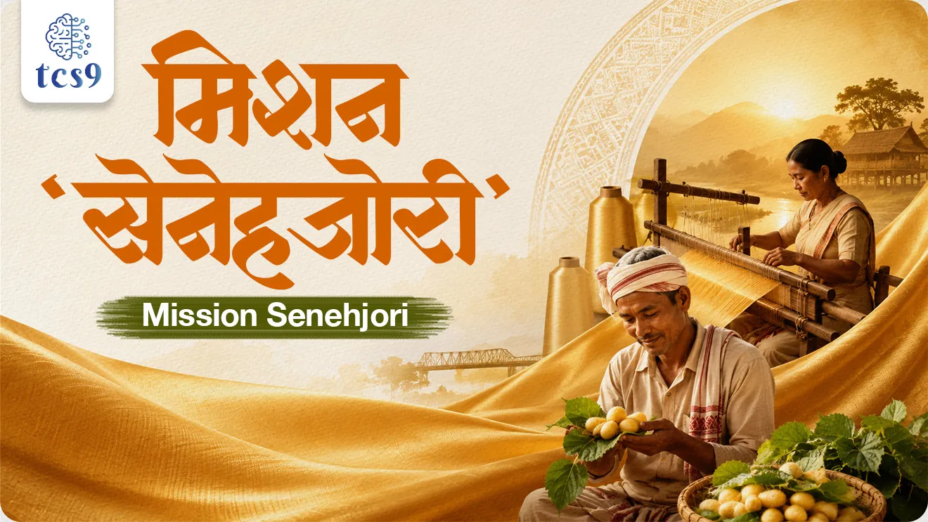 मिशन सेनेहजोरी, Mission Senehjori, सेनेहजोरी मिशन काय आहे, मुगा रेशीम, Muga Silk, मुगा सिल्क आसाम, आसामी मुगा रेशीम, नैसर्गिक सोनेरी रेशीम, world's only golden silk, आसाम सरकार योजना 2026, केंद्र सरकार आसाम संयुक्त योजना, ज्योतिरादित्य सिंधिया योजना, आत्मनिर्भर नॉर्थ ईस्ट, ईशान्य भारत विकास मंत्रालय, कापड मंत्रालय योजना, Ministry of Textiles scheme, मुगा सिल्क GI टॅग, GI tag Assam products, मुगा सिल्क निर्यात 2028, silk tourism India, मुगा सिल्क ट्रेल, मुगा उत्सव आसाम, सोम आणि सोआलू वनस्पती, मुगा रेशीम कीटक, जोरहाट शिवसागर लखीमपूर, सुआलकुची माजुली रेशीम, मुगा स्पन मिल, क्यूआर कोड डिजिटल ट्रॅकिंग योजना, आसाम विणकर योजना, भारतातील रेशीम उद्योग योजना, MPSC चालू घडामोडी जून 2026, MPSC current affairs 2026, तलाठी भरती चालू घडामोडी, पोलीस भरती चालू घडामोडी, वनरक्षक भरती परीक्षा प्रश्न, अग्निवीर भरती चालू घडामोडी, रेल्वे भरती GK प्रश्न, SSC GD चालू घडामोडी, UPSC प्रीलिम्स चालू घडामोडी, सरळसेवा परीक्षा प्रश्न, अर्थशास्त्र GS प्रश्न MPSC, सरकारी योजना उपक्रम 2026, आसाम मुख्यमंत्री योजना, केंद्र सरकार नवीन योजना 2026, ईशान्य भारत आर्थिक योजना, भारतातील लक्झरी टेक्सटाईल ब्रँड, चालू घडामोडी मराठी, TCS9 चालू घडामोडी, राज्यसेवा परीक्षा GS प्रश्न, स्पर्धा परीक्षा चालू घडामोडी जून 2026, world current affair, jagtik ghadamodi, world news, Chalu Ghadamodi 2025, Chalu Ghadamodi Marathi, Chalu Ghadamodi PDF Download, Chalu Ghadamodi Test Series, Chalu Ghadamodi Prashnottare, Mahatvachya Chalu Ghadamodi, Chalu Ghadamodi Sarav Prashna, Darrojchya Chalu Ghadamodi, Chalu Ghadamodi Marathi Masik, Talathi Chalu Ghadamodi 2025, Talathi Bharti Chalu Ghadamodi, Talathi Spardha Pariksha Chalu Ghadamodi, RRB Group D Chalu Ghadamodi Marathi, Railway Bharti Chalu Ghadamodi, RRB Sarav Prashna Chalu Ghadamodi, Maharashtra Police Bharti Chalu Ghadamodi, Police Bharti Chalu Ghadamodi Prashnottare, Maharashtra Police Chalu Ghadamodi 2025, SSC GD Chalu Ghadamodi Marathit, SSC Bharti Chalu Ghadamodi, SSC Prashnsancha Chalu Ghadamodi, Vanrakshak Bharti Chalu Ghadamodi, Vanrakshak Pariksha Chalu Ghadamodi, Vanrakshak Prashnapatrika Chalu Ghadamodi, Agniveer Bharti Chalu Ghadamodi 2025, Agniveer Spardha Pariksha Chalu Ghadamodi, Agniveer Sarav Prashna Chalu Ghadamodi, tcs chalu ghadamodi, ibps chalu ghadamodi, chalu Ghadamodi Marathi,   current Affair marathi madhe, 2024 cha chalu Ghadamodi,   police Bharti chalu Ghadamodi,   police Bharti prashnasanch,   police Bharti GK prashna,   Mpsc chalu Ghadamodi,   sarkari Naukri,   sarkari job,   sarkari yojna,   Maharashtra cha chalu Ghadamodi,   Maharashtra government yojna,   PSI syllabus, PSI cutoff,   police Bharti syllabus,   police Bharti cutoff,   police Bharti merit,   MPSC Sathi book,   MPSC Sathi pustak,   police Bharti Sathi pustak,   police Bharti magil prashnapatrika,   MPSC previous years question papers,   Mumbai police Bharti,   Mumbai police Bharti Lekhi kadhi ahe,   government GR,   police Bharti result,   MPSC result,   SSC GD merit,   sscgd syllabus,   army Bharti merit,   army Bharti result,   UPSC Marathi,   combine pariksha,   talathi,   talathi syllabus,   talathi cutoff,   talathi book list,   talathi result,   talathi merit, tcs mock test, tcs pattern, ibps pattern, tcs pyq, tcs sarav paper, tcs talathi paper, tcs pattern notes, tcs prashnasanch, tcs gk gs, tcs maths, tcs talathi,  talathi jaga kiti ahe,   saralseva exam,   saralseva pariksha,   saralseva result,   zilha parishad Bharti,   zilha parishad prashnapstrika, dinvishesh, Chalu Ghadamodi Marathi madhun, current Affair marathi madhe, headline-news, maharashtra-news, jhattpatt-batmya, pib, marathi batmya, government new channel, Pib, akashvani, the Hindu, Indian express, Loksatta, Lokmat, Dainik Bhaskar, sansad news, editorial, sampadkiya, vishleshan, Loksabha news, rajyasabha news, SSC GD notes, sscgd question papers, sscgd exam answer, results, SSC GD admit card, sscgd ground, exam centre, mpsc main answer writing, maharashtra police recruitment 2025, maharashtra police exam updates, maharashtra police bharti latest news, maharashtra police exam calendar 2025, maharashtra police exam syllabus pdf download, maharashtra police bharti exam pattern 2025, maharashtra police constable syllabus, physical test details maharashtra police, maharashtra police bharti admit card 2025, maharashtra police hall ticket download, maharashtra police exam admit card date, maharashtra police study material pdf, maharashtra police exam preparation tips, maharashtra police mock tests free, best books for maharashtra police exam, maharashtra police bharti previous year papers pdf, maharashtra police constable sample papers, maharashtra police si model question papers, maharashtra police eligibility criteria 2025, age limit for maharashtra police bharti, educational qualification maharashtra police, maharashtra police result 2025, maharashtra police merit list, maharashtra police exam cutoff marks, maharashtra police online application 2025, maharashtra police physical test details, document verification for maharashtra police bharti, maharashtra police recruitment 2024, maharashtra police exam calendar 2024, maharashtra police bharti exam pattern 2024, maharashtra police bharti admit card 2024, maharashtra police eligibility criteria 2024, maharashtra police result 2024, maharashtra police online application 2024, RRB Group D, Railway Group D, Railway Recruitment Board Group D, Railway Group D Exam, Railway Group Notification, Railway Group D Vacancy, Railway Group D Syllabus, Railway Group D Eligibility, Railway Group D Application, Railway Group D Admit Card, Railway Group D Result, Railway Group D Cut Off, Railway Group D Salary, Railway Group D Jobs, RRB Group D Study Material, RRB Group D Previous Papers,  RRB Group D Mock Tests, RRB Group D Exam Pattern, current Affair, General Science, GK, GS, General  Awareness, current  affairs marathi , Mathematics, General Intelligence and reasoning, RRB chalu Ghadamodi, RRB Group D marathi notes, samanya vinyan, samanya, nyan, railway notes marathi madhe, railway pagar, pagar ani bhatta, railway bharti notes marathi, railway bhartichi tayari kashi karaychi, railway bharti magil varshanche prashnapatrika, railway bhartipyq, railway bharti prashnasanch, railway bharti test paper, railwetvnokrichi sandhi, railway job, railway bharticha syllabus, railway bharti pattern, railway bharti imp prashn, railway bhartila vicharle janare prashn, competitive exam, spardha parisha, railway bharti online class, railway bharti class, railway bharti chi tayari kashi karaychi,  RRB Group D Syllabus, RRB Group D Previous Papers, RRB Group D Exam Pattern, RRB Group D Eligibility Criteria, RRB Group D Notification, RRB Group D Application, RRB Group D Admit Card, RRB Group D Result, RRB Group D Cut Off, RRB Group D Salary, RRB Group D Jobs, RRB Group D Coaching, RRB Group D Study Material, RRB Group D Mock Tests, Railway Group D Level 1, RRB Group D 2025, RRB Group D Level 1, RRB Group D Posts, RRB Group D Exam Pattern, RRB Group D Exam Date, RRB Group D Online Application, RRB Group D Previous Papers, RRB Group D Preparation Tips, RRB Group D Study Material, RRB Group D Coaching, RRB Group D Mock Tests, How to prepare for RRB Group D exam, RRB Group D exam syllabus 2025, RRB Group D eligibility criteria 2025, RRB Group D application form 2025, RRB Group D admit card download, RRB Group D result date 2025, RRB Group D cut off marks 2025, RRB Group D salary and allowances, Best books for RRB Group D exam, Online coaching for RRB Group D, Railway Group D , RRB Group D, Railway Jobs , Government Jobs, Railway Recruitment, RRB Group D Exam, Railway Group D Vacancy, RRB Group D Notification, Railway Group D Application, RRB Group D Salary, aajcha dinveshesh, suvichaar, jagtik dinveshsh, dinveshsh, gktoday, lucent