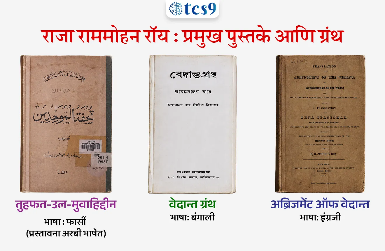 राजा राममोहन रॉय: आधुनिक भारताचे जनक
Raja Rammohan Roy: The Father of Modern India

📚 Subject : GS - आधुनिक भारताचा&nbsp; इतिहास - समाजसुधारक
सरळसेवा, तलाठी, वनरक्षक, पोलीस भरती, अग्निवीर , रेल्वे भरती, SSC GD, MPSC, UPSC परीक्षेसाठी विचारलेले / संभाव्य महत्त्वपूर्ण&nbsp; प्रश्न

प्रश्न) राजा राममोहन रॉय यांनी आधुनिक पाश्चात्य विज्ञान आणि भारतीय शिक्षण पद्धतीचा मेळ घालण्यासाठी वर्ष 1825 मध्ये 'वेदान्त कॉलेज'ची स्थापना खालीलपैकी कोणत्या शहरात केली होती ?
1. मुंबई
2. कलकत्ता
3. मद्रास
4. दिल्ली
उत्तर : कलकत्ता

जन्म : राजा राममोहन रॉय यांचा जन्म 22 मे 1772 रोजी पश्चिम बंगालमधील हुगळी जिल्ह्यातील राधानगर ( राधानगरी) या गावी एका हिंदू ब्राह्मण कुटुंबात झाला होता.
नोकरी आणि व्यवसाय -&nbsp;
1809 ते 1814 या काळात त्यांनी ईस्ट इंडिया कंपनीच्या महसूल विभागात (Revenue Department) आपली सेवा दिली.
त्यांनी ईस्ट इंडिया कंपनीचे अधिकारी जॉन डिग्बी (John Digby) आणि वुडफोर्ड (Woodforde) यांचे वैयक्तिक दिवाण म्हणून काम केले.

बहुभाषिक तज्ज्ञ (Gifted Linguist) -&nbsp;
&nbsp;ते एक प्रतिभावान भाषाप्रभू होते. त्यांना संस्कृत, पर्शियन (फारसी), अरबी, इंग्रजी, फ्रेंच, लॅटिन, ग्रीक आणि हिब्रू यांसह 12 पेक्षा जास्त भाषांचे उत्कृष्ट ज्ञान होते.
निधन :&nbsp;
27 सप्टेंबर 1833 रोजी ब्रिटनच्या अधिकृत दौऱ्यावर असताना 'Meningitis' (मेंदूज्वर) या आजाराने ब्रिटनमधील ब्रिस्टॉलजवळील स्टॅपल्टन (Stapleton) येथे त्यांचे निधन झाले. त्यांच्या स्मृतीप्रत्यर्थ ब्रिटिश सरकारने ब्रिस्टॉलमधील एका रस्त्याला ‘Raja Rammohan Way’ असे नाव दिले आहे.
राजा राममोहन रॉय - महत्त्वाच्या पदव्या आणि गौरव :
आधुनिक भारताचे जनक - गोपाळ कृष्ण गोखले यांनी त्यांना 'आधुनिक भारताचे जनक' (Father of Modern India) ही पदवी दिली.
भारतीय प्रबोधनाचे अग्रदूत -&nbsp; अनेक इतिहासकार त्यांना भारतीय प्रबोधनाचे (Indian Renaissance) प्रमुख अग्रदूत मानतात.
'राजा' पदवी -&nbsp; मुघल सम्राट अकबर दुसरा (Akbar II) याने राममोहन रॉय यांना ‘राजा’ ही पदवी दिली होती.
🤔 राजा राममोहन रॉय - तात्त्विक व धार्मिक विचारसरणी (Philosophy):
एकेश्वरवाद (Monotheism) -&nbsp;&nbsp;
राममोहन रॉय हे एकेश्वरवादाचे (एकच देव मानणे) खंदे पुरस्कर्ते होते.&nbsp;
हाच वेदांत तत्त्वज्ञानाचा मूळ पाया आहे आणि जगातील सर्व धार्मिक ग्रंथांच्या केंद्रस्थानी एकेश्वरवादच आहे, असा त्यांचा दृढ विश्वास होता.
बुद्धिप्रामाण्यवाद (Rationalism) -&nbsp;&nbsp;
राजा राममोहन रॉय हे बुद्धिप्रामाण्यवादी विचारांनी अत्यंत प्रभावित होते.&nbsp;
त्यांनी स्पष्ट केले की वेदांत हा तर्कावर (Reason) आधारित आहे आणि जर मानवी तर्क किंवा बुद्धीला एखादी गोष्ट पटत नसेल, तर शास्त्रांपेक्षा बुद्धीला प्राधान्य देऊन जुन्या शास्त्रवचनांचा त्याग करणेही न्याय्य आहे.
युनिटेरियनिझम (Unitarianism) -&nbsp;
ते ख्रिश्चन धर्मातील 'युनिटेरियन' (Unitarian) विचारसरणीने विशेष आकर्षित झाले होते आणि वेगवेगळ्या संस्कृतींमधील सर्वोत्तम गोष्टींचा स्वीकार करण्याच्या बाजूने होते.
ख्रिश्चन धर्मातील 'युनिटेरियन' (Unitarian) विचारसरणी म्हणजे अशी धार्मिक चळवळ जी पारंपारिक ख्रिश्चन धर्मातील 'त्रैक्य' (Trinity -तीन देव) हा सिद्धांत नाकारते आणि देव (ईश्वर) एकच आहे, यावर विश्वास ठेवते.

📰✍️ राजा राममोहन रॉय: प्रमुख पुस्तके आणि ग्रंथ (Books)
1)तुहफत-उल-मुवाहिद्दीन&nbsp;
भाषा: फार्सी (प्रस्तावना अरबी भाषेत).
अर्थ: 'एकेश्वरवाद्यांना भेट' (A Gift to Monotheists).
हा त्यांचा पहिला प्रकाशित ग्रंथ असून यात त्यांनी मूर्तीपूजा, बहुदेववाद आणि पुरोहितशाहीवर कडक टीका केली आहे.
2) वेदान्त ग्रंथ -
भाषा: बंगाली.
प्राचीन उपनिषदे आणि वेदांचे त्यांनी बंगालीत भाषांतर केले. हिंदू धर्म मूळचा एकेश्वरवादीच आहे, हे त्यांनी याद्वारे सिद्ध केले.
3) 'Abridgement of the Vedant' (अब्रिजमेंट ऑफ वेदान्त) :&nbsp;
भाषा: इंग्रजी
पाश्चात्य जगाला भारतीय वेदांचे शुद्ध आणि मूळ स्वरूप समजावे यासाठी त्यांनी वरील वेदान्त ग्रंथाचा हा इंग्रजी अनुवाद केला.
वृत्तपत्रे –&nbsp;
संवाद कौमुदी (Sambad Kaumudi) - 1821 मध्ये त्यांनी 'संवाद कौमुदी' हे बंगाली भाषेतील पहिले साप्ताहिक वृत्तपत्र सुरू केले.&nbsp;
कोणत्याही भारतीयाने भारतीय भाषेत सुरू केलेले हे पहिलेच वृत्तपत्र मानले जाते. यातून त्यांनी सती प्रथा निर्मूलन, बालविवाह विरोध आणि स्त्री शिक्षणाचा जोरदार प्रसार केला.
सामाजिक आणि शैक्षणिक सुधारणा (Social & Educational Reforms):
सती प्रथा बंदी (Abolition of Sati) -&nbsp; त्यांनी 1818 मध्ये सती प्रथेविरुद्ध तीव्र संघर्ष सुरू केला.&nbsp;
कोणताही धर्म विधवांना जिवंत जाळण्याची परवानगी देत नाही, हे त्यांनी पवित्र ग्रंथांचे दाखले देऊन सिद्ध केले आणि मानवतेला आव्हान दिले.&nbsp;
त्यांनी स्वतः स्मशानभूमींना भेटी दिल्या, सती प्रथा थांबवण्यासाठी दक्षता गट स्थापन केले आणि सरकारकडे प्रति-याचिका दाखल केल्या.&nbsp;
त्यांच्या या प्रयत्नांचे फलित म्हणून ब्रिटिश सरकारने 1829 च्या नियम द्वारे (Government Regulation in 1829) सती प्रथा कायद्याने बेकायदेशीर आणि मोठा गुन्हा घोषित केली. (मंजूर करणारा गव्हर्नर जनरल: लॉर्ड विल्यम बेंटिक)

महिलांचे हक्क -&nbsp;
त्यांनी बहुपत्नीत्व (Polygamy), बालविवाह आणि जातीव्यवस्थेच्या कडक बंधनांना तीव्र विरोध केला.&nbsp;
स्त्रियांना कनिष्ठ सामाजिक दर्जा देणाऱ्या अंधश्रद्धांवर हल्ला चढवून त्यांनी स्त्रियांना वारसाहक्क आणि मालमत्तेचा अधिकार देण्याची मागणी केली.&nbsp;
ते आंतरजातीय विवाह, स्त्रियांचे शिक्षण आणि विधवा पुनर्विवाहाच्या बाजूने होते.

वेदांत कॉलेज (1825) - रीजा राममोहन रॉय यांनी&nbsp; 1825 मध्ये वेदांत कॉलेज' ची स्थापना केली, जिथे भारतीय पारंपरिक अभ्यासासोबतच पाश्चात्त्य सामाजिक आणि भौतिक विज्ञानाचे (Western physical sciences) प्रगत अभ्यासक्रम शिकवले जात असत.&nbsp;
त्यांनी बंगाली व्याकरणाचे पुस्तक संकलित करून आधुनिक बंगाली गद्य शैलीचा पाया रचला.

राजकीय भूमिका आणि मागण्या (Political Stand) :
जमीनदारांचा विरोध - एक राजकीय कार्यकर्ते म्हणून त्यांनी बंगालमधील जमीनदारांच्या जुलमी व जाचक पद्धतींचा तीव्र निषेध केला आणि शेतकऱ्यांसाठी कमाल शेतसारा (Maximum Rents) निश्चित करण्याची मागणी केली.
करांना विरोध -&nbsp; त्यांनी करमुक्त जमिनींवर ब्रिटिश सरकारने लावलेले कर रद्द करण्याची मागणी केली.
व्यापारी हक्क संपुष्टात आणणे -&nbsp; त्यांनी भारतीय मालावरील परदेशी निर्यात शुल्क (Export Duties) कमी करण्याची आणि ईस्ट इंडिया कंपनीचे व्यापारी हक्क पूर्णपणे संपुष्टात आणण्याची मागणी केली.
प्रशासनाचे भारतीयीकरण - त्यांनी प्रशासकीय सेवांमधील उच्च पदांचे 'भारतीयीकरण' (Indianisation of superior services) करण्याची आणि कार्यकारी यंत्रणेपासून न्यायव्यवस्था वेगळी करण्याची (Separation of executive from judiciary) मागणी केली.
न्यायिक समानता - &nbsp;त्यांनी भारतीय आणि युरोपियन लोकांमध्ये न्यायिक समानता आणून सर्व खटले 'ज्युरी पद्धतीद्वारे' (Trials by Jury) चालवण्याची आग्रही मागणी केली.

राजा राममोहन रॉय यांनी स्थापन केलेल्या महत्त्वाच्या संस्था:
A) आत्मीय सभा (Atmiya Sabha):
स्थापना - 1814 मध्ये कलकत्ता (कोलकाता) येथे स्थापना.
कार्य - वेदांताच्या एकेश्वरवादी आदर्शांचा प्रचार करणे आणि मूर्तीपूजा, जातीव्यवस्थेची कडक बंधनं, अर्थहीन धार्मिक विधी आणि इतर सामाजिक वाईट प्रथांवरिुद्ध मोहीम चालवणे.
B) ब्राह्मो समाज (Brahmo Samaj):
स्थापना - 1828 मध्ये त्यांनी 'ब्राह्मो सभा’ स्थापन केली, जिचे नंतर ‘ब्राह्मो समाज’ असे नामकरण करण्यात आले.
तत्त्वज्ञान: शाश्वत एकाच देवाची पूजा करणे हा मुख्य हेतू होता.&nbsp;
पुरोहितशाही, मूर्तीपूजा, कर्मकांड आणि प्राण्यांचे बळी देण्याच्या प्रथांना यात तीव्र विरोध होता.&nbsp;
यात केवळ प्रार्थना, ध्यान आणि धर्मग्रंथांचे वाचन यावर लक्ष केंद्रित केले गेले आणि सर्व धर्मांच्या एकतेवर (Unity of all religions) विश्वास ठेवण्यात आला.
महत्त्व: ही आधुनिक भारतातील पहिली बौद्धिक सुधारणा चळवळ होती, ज्याने देशात बुद्धिप्रामाण्यवाद आणि प्रबोधन घडवून आणले, ज्याचा अप्रत्यक्ष फायदा पुढील राष्ट्रीय चळवळीला (Nationalist Movement) झाला.
विभाजन (1866): अंतर्गत मतभेदांमुळे 1866 मध्ये ब्राह्मो समाजात फूट पडून दोन भाग झाले:
भारतीय ब्राह्मो समाज (Brahmo Samaj of India) : केशवचंद्र सेन यांच्या नेतृत्वाखाली.
आदी ब्राह्मो समाज (Adi Brahmo Samaj) : देवेंद्रनाथ टागोर यांच्या नेतृत्वाखाली.
ब्राह्मो समाजाचे प्रमुख नेते: देवेंद्रनाथ टागोर, केशवचंद्र सेन, पं. शिवनाथ शास्त्री आणि रवींद्रनाथ टागोर हे या चळवळीतील अग्रगण्य नेते होते.



🔑 परीक्षेच्या दृष्टीने IMP रिव्हिजन पॉईंट्स - राजा राममोहन रॉय
&nbsp;जन्म → 22 मे 1772 राधानगर (हुगळी जिल्हा, पश्चिम बंगाल)
&nbsp;निधन → 27 सप्टेंबर 1833 (ब्रिस्टल, ब्रिटन) — आजार: मेंदूज्वर&nbsp;
&nbsp;विचारसरणी → एकेश्वरवाद (Monotheism) आणि बुद्धीप्रामाण्यवाद (Rationalism)
&nbsp;योगदान→ वर्ष 1829 चा सती बंदी कायदा (लॉर्ड विल्यम बेंटिक)
&nbsp;बंगाली साप्ताहिक → संवाद कौमुदी (1821 - पहिले स्वदेशी साप्ताहिक).
&nbsp;&nbsp;वेदान्त कॉलेज → वर्ष 1825 (कलकत्ता) — पाश्चात्य विज्ञान + भारतीय शिक्षण.
&nbsp;आत्मीय सभा → वर्ष 1814 (कलकत्ता)
&nbsp;ब्राह्मो समाज → 1828 (कलकत्ता) — पुरोहितशाही व कर्मकांडाविरुद्ध पहिली बौद्धिक चळवळ.


Raja Rammohan Roy: The Father of Modern India, Raja Rammohan Roy mahiti, sati pratha, Samajsudharak, social reformer, Raja Ram Mohan Roy MPSC notes
Raja Ram Mohan Roy UPSC notes in Marathi
Raja Ram Mohan Roy books and newspapers list
Raja Ram Mohan Roy social reforms in Marathi
Modern History Raja Ram Mohan Roy MPSC
Raja Ram Mohan Roy history optional UPSC, Which newspapers were started by Raja Ram Mohan Roy?
What is the regulation number of Sati Prohibition Act 1829?
Why Raja Ram Mohan Roy is called Father of Indian Journalism?&nbsp;
Raja Ram Mohan Roy Brahmo Samaj MPSC
Father of Indian Renaissance MPSC question
Lord William Bentinck and Raja Ram Mohan Roy Sati ban
Precepts of Jesus written by Raja Ram Mohan Roy







प्रश्न) राजा राममोहन रॉय यांनी आधुनिक पाश्चात्य विज्ञान आणि भारतीय शिक्षण पद्धतीचा मेळ घालण्यासाठी वर्ष 1825 मध्ये 'वेदान्त कॉलेज'ची स्थापना खालीलपैकी कोणत्या शहरात केली होती ?
1. मुंबई
2. कलकत्ता
3. मद्रास
4. दिल्ली
उत्तर : कलकत्ता

&nbsp;ट्रिक -राजा राममोहन रॉय यांच्या बहुतांश सामाजिक, धार्मिक आणि शैक्षणिक चळवळींचे मुख्य केंद्र कलकत्ता (Calcutta) हेच होते.
वेदांत कॉलेज (1825) - रीजा राममोहन रॉय यांनी&nbsp; 1825 मध्ये वेदांत कॉलेज' ची स्थापना केली, जिथे भारतीय पारंपरिक अभ्यासासोबतच पाश्चात्त्य सामाजिक आणि भौतिक विज्ञानाचे (Western physical sciences) प्रगत अभ्यासक्रम शिकवले जात असत.&nbsp;

&nbsp;

प्रश्न 2) 'आधुनिक भारताचे जनक' राजा राममोहन रॉय यांच्या संदर्भात खालील विधाने विचारात घ्या:
(अ) त्यांनी बंगाली भाषेतील पहिले साप्ताहिक वृत्तपत्र 'संवाद कौमुदी' सुरू केले आणि 'वेदांत कॉलेज'ची स्थापना केली.
(ब) त्यांनी भारतात कार्यकारी यंत्रणेपासून न्यायव्यवस्था वेगळी करण्याची आणि युरोपियन लोकांप्रमाणे ज्युरी पद्धतीद्वारे खटले चालवण्याची मागणी केली.
(क) 1866 मध्ये झालेल्या ब्राह्मो समाजाच्या विभाजनात 'आदी ब्राह्मो समाजाचे' नेतृत्व केशवचंद्र सेन यांनी केले.
वरीलपैकी कोणती विधाने बरोबर आहेत?
&nbsp;फक्त (अ) आणि (ब)
फक्त (ब) आणि (क)
फक्त (अ) आणि (क)
वरील सर्व&nbsp;
उत्तर :&nbsp; फक्त (अ) आणि (ब)&nbsp;
विधान (क) चुकीचे आहे कारण - अंतर्गत मतभेदांमुळे 1866 मध्ये ब्राह्मो समाजात फूट पडून दोन भाग झाले:
भारतीय ब्राह्मो समाज (Brahmo Samaj of India) : केशवचंद्र सेन यांच्या नेतृत्वाखाली.
आदी ब्राह्मो समाज (Adi Brahmo Samaj) : देवेंद्रनाथ टागोर यांच्या नेतृत्वाखाली.
✍️ अधिक माहिती -&nbsp;
वेदांत कॉलेज (1825) - रीजा राममोहन रॉय यांनी&nbsp; 1825 मध्ये वेदांत कॉलेज' ची स्थापना केली, जिथे भारतीय पारंपरिक अभ्यासासोबतच पाश्चात्त्य सामाजिक आणि भौतिक विज्ञानाचे (Western physical sciences) प्रगत अभ्यासक्रम शिकवले जात असत.&nbsp;
प्रशासनाचे भारतीयीकरण - त्यांनी प्रशासकीय सेवांमधील उच्च पदांचे 'भारतीयीकरण' (Indianisation of superior services) करण्याची आणि कार्यकारी यंत्रणेपासून न्यायव्यवस्था वेगळी करण्याची (Separation of executive from judiciary) मागणी केली.