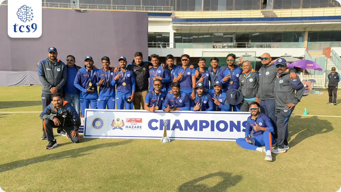 Who is the champion of the Vijay Hazare Trophy 2025-26 ?
Subject : GS - खेळ
सरळसेवा, तलाठी, वनरक्षक, पोलीस भरती, अग्निवीर , रेल्वे, SSC GD , MPSC, UPSC परीक्षेसाठी विचारलेले / संभाव्य महत्त्वपूर्ण प्रश्न
प्रश्न) विजय हजारे ट्रॉफी (2025-26) खालील पैकी कोणी जिंकली ?
1. मुंबई
2. सौराष्ट्र
3. कर्नाटक
4. विदर्भ
उत्तर : विदर्भ
बातमी काय आहे ?
• विदर्भाने अंतिम सामन्यात सौराष्ट्रावर 38 धावांनी मात करून विजय हजारे ट्रॉफी जिंकली.
• बेंगलूरूच्या BCCI सेंटर ॲाफ एक्सलन्स मैदानावर हा अंतिम सामना खेळला गेला.
• विदर्भाने पहिल्यांदाच विजय हजारे ट्रॉफी जिंकली.
विजय हजारे ट्रॉफी बद्दल परीक्षेसाठी IMP वनलाईनर पॉईंट्स :
• विजय हजारे ट्रॉफीची 33 वी आवृत्ती ही 24 डिसेंबर 2025 ते 18 जानेवारी 2026 या कालावधीत आयोजित करण्यात आली होती.
• या देशांतर्गत लिस्ट-ए क्रिकेट स्पर्धेत एकूण 38 संघांनी सहभाग घेतला होता.
विजेता संघ : विदर्भ
विदर्भाचा कर्णधार : हर्ष दुबे (Harsh Dubey)
उपविजेता संघ : सौराष्ट्र
सौराष्ट्राचा कर्णधार : हार्विक देसाई (Harvik Desai)
अंतिम सामना स्थळ (Final Match Venue) :
• BCCI सेंटर ॲाफ एक्सलन्स मैदान बेंगलूरू (Bengaluru)
टॉप परफॉर्मर्स
• मालिकावीर (Player of the Series) : अमन मोखाडे (विदर्भ)
विजय हजारे ट्रॉफी कोणत्या खेळाशी संबंधित आहे ?
• विजय हजारे ट्रॉफी ही भारताची प्रमुख देशांतर्गत एकदिवसीय क्रिकेट स्पर्धा आहे.
• ज्याला महान क्रिकेटपटू विजय हजारे यांचे नाव देण्यात आले आहे.
• विजय हजारे ट्रॉफीला रणजी वनडे ट्रॉफी म्हणूनही ओळखले जाते.
• खेळाडूंसाठी राष्ट्रीय निवडीसाठी त्यांची प्रतिभा प्रदर्शित करण्यासाठी विजय हजारे ट्रॉफी हे एक महत्त्वाचे व्यासपीठ आहे.
• विजय हजारे यांचा जन्म 11 मार्च 1915 रोजी महाराष्ट्रातील सांगली येथे झाला.
• प्रथमश्रेणीत क्रिकेट मध्ये तिहेरी शतक (300) झळकावणारे विजय हजारे हे पहिले भारतीय फलंदाज होते.