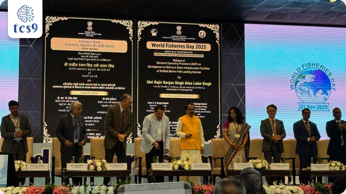 • भारताने 21 नोव्हेंबर रोजी जागतिक मत्स्यव्यवसाय दिन 2025 साजरा केला, ज्यामध्ये शाश्वतता, निळी-अर्थव्यवस्था वाढ आणि मच्छीमारांसाठी सुधारित उपजीविका साजरी केली गेली.&nbsp;
• भारताच्या मत्स्यव्यवसाय आणि मत्स्यपालन क्षेत्रासाठी एक महत्त्वाचा टप्पा म्हणून, विभागाने मत्स्यव्यवसाय आणि जलशेती मधील  मागोवा काढण्याची क्षमता यावरील  " राष्ट्रीय आराखडा 2025"  प्रसिद्ध केला