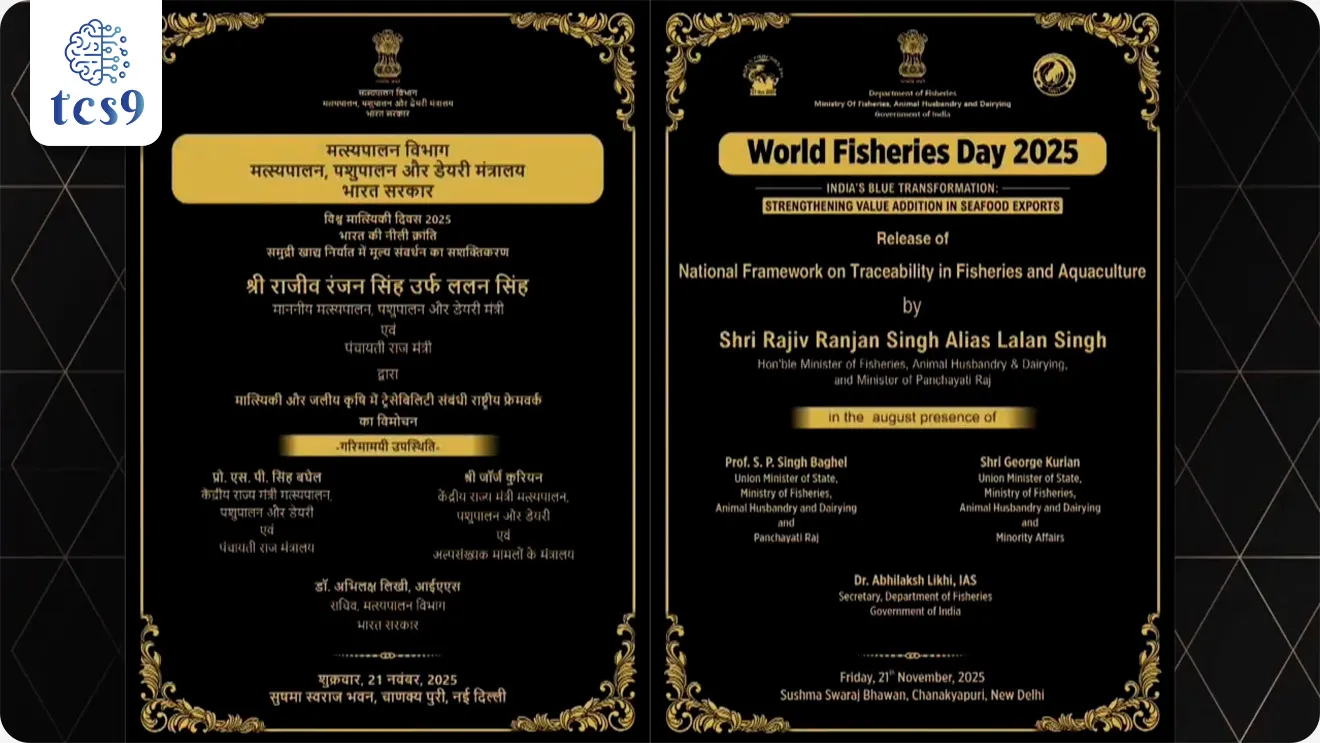 जागतिक मत्स्यव्यवसाय दिन 2025 ची संकल्पना (थीम) कोणती ?
• "भारताचे नील परिवर्तन: सागरी खाद्य निर्यातीत मूल्यवर्धन मजबूत करणे" 
• “India’s Blue Transformation: Strengthening Value Addition in Seafood Exports.” ही जागतिक मत्स्यव्यवसाय दिन 2025 ची थीम आहे.